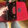 black clutch bag with silver strap. Croc effect Image 3