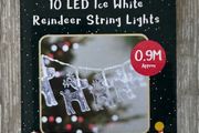Christmas Santas Savers 10 LED Ice White Reindeer String Lights