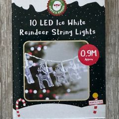 Christmas Santas Savers 10 LED Ice White Reindeer String Lights