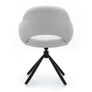 Kornelia Beige Chenille Swivel Chair  Black Metal, Built-in Arms Image 3