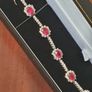Stg silver bracelet, ruby and diamond colour gemstones Image 8