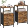 Set of 2 Industrial Bedside Tables with Drawers and Open Storage Image 6