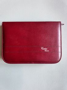 Burgundy leatherette fountain pen or pencil case