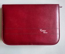 Burgundy leatherette fountain pen or pencil case