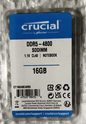 Crucial 16gb Ddr5 4800mhz Sodimm Laptop Ram Cl40 Ct16g48c40s5