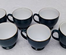 6 Denby Greenwich cups, saucers and small side plates