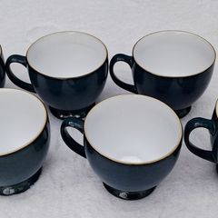 6 Denby Greenwich cups, saucers and small side plates