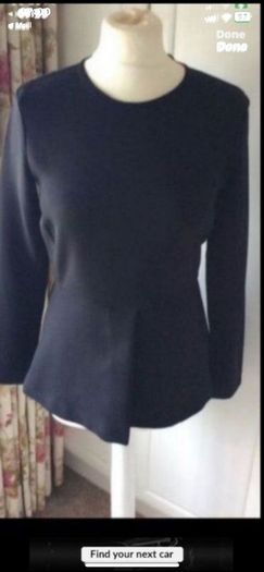 top zara long sleeve round neck suit fabric top with peplum
