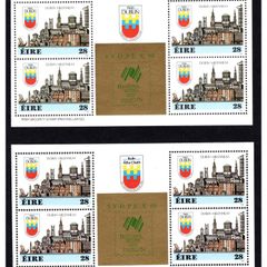 1988 Ireland Dublin Millennium Stamp Booklet Panes (HP29a &b) in gold for Sypex 1988 Mint Never Hinged (MNH)
