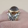 Natural Sulemani Eye Agate Gemstone Ring Antique Brass Silver Design# 169 Image 5