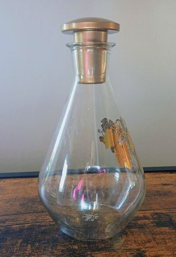 Vintage 1960s JAJ Pyrex Gold Grape Vine Decanter / Wine Carafe
