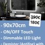 LED Bathroom Mirror 90x70cm Touch Antifog Neutral Bright Light Image 2