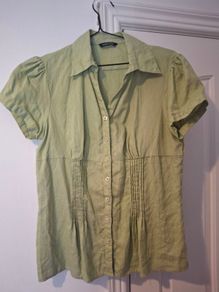 Green linen blouse Size M