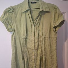 Green linen blouse Size M