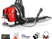BU-KO 76CC Petrol Backpack Leaf Blower - Powerful 2 Stroke Air Cooled Engine - Lightweight With New and Improved Padded Support Straps While Using - Safety Gear