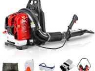 main image for ad BU-KO 76CC Petrol Backpack Leaf Blower - Powerful 2 Stroke Air Cooled Engine - Lightweight With New and Improved Padded Support Straps While Using - Safety Gear