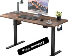 Electric Standing Desk 110x60cm, Height Adjustable Desk with Memory Handset, Stand Up Desk with