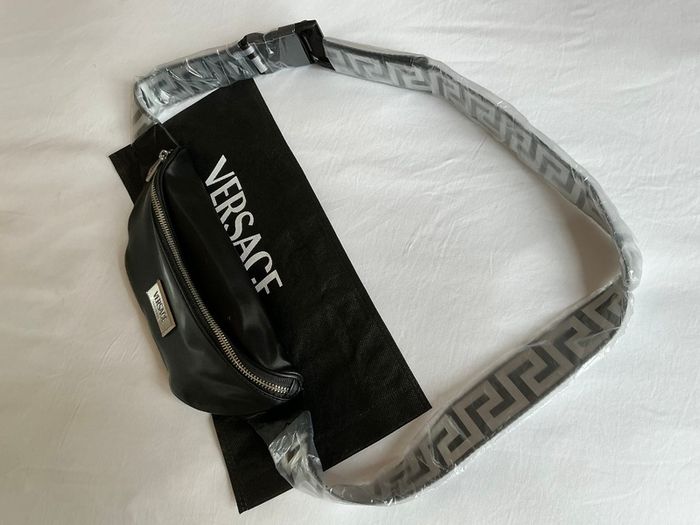 Authentic genuine Versace Black Waist Belt Bag bum bag Travel black
