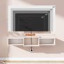 Floating TV Stand Wall Mounted,Wood TV Cabinet Media Console Shelf,Floating TV Unit for Under TV Storage for Living Room Bedroom Office,White Image 2