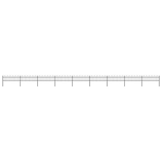 Garden Fence with Hoop Top Steel 15.3x0.6 m Black