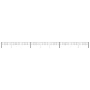 Garden Fence with Hoop Top Steel 15.3x0.6 m Black