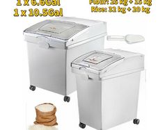 BRAND NEW Kitchen Container Ingredient Storage Bin W/ Wheel & Scoop