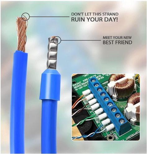 Ferrule Crimping Tool with 1250 Wire Terminal Crimp Connectors