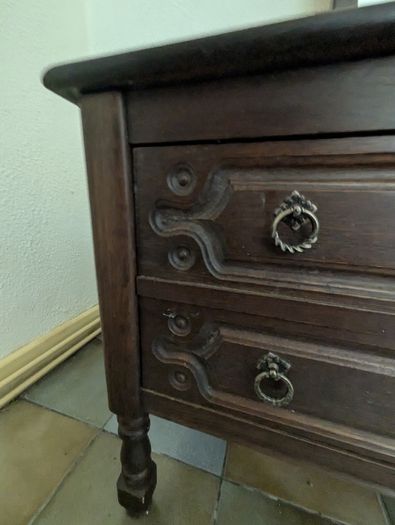 Antique wood bedside locker