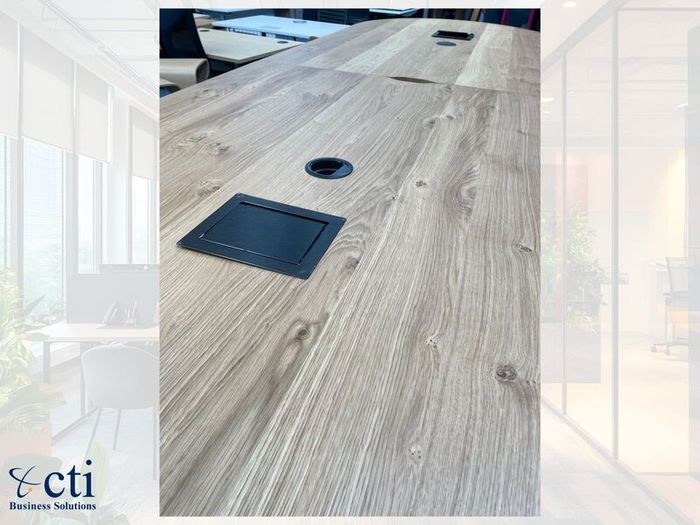 3.4M Oak High Meeting Table  & 10 High Stools
