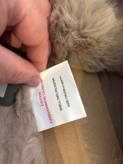 Faux fur polyester throw taupe