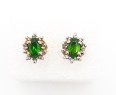Vintage Natural Peridot On Sterling Silver Earrings