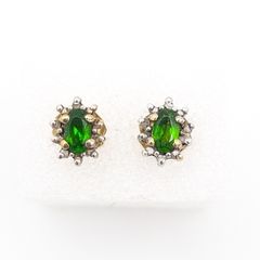 Vintage Natural Peridot On Sterling Silver Earrings