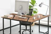 New L-Shaped Computer Writing Workstation PC Corner Desk With Monitor Stand (Brown) - FREE P&amp;P