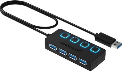 4-Port USB 3.0 Hub with Individual LED Power Switches