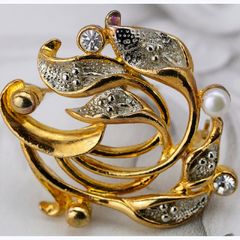 Retro French Signed Gold Toned Lily Brooch 1950s
