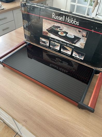 Vintage Russell Hobbs Hot Tray Plate Warmer Glass Mahogany
