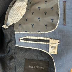 River Island Duck Egg Blue Three Piece Suit 38R / M / 30-32