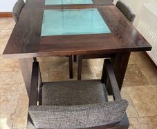 Solid dark Oak Dining Table extends to 10 people f