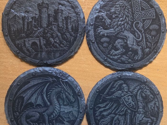 Celtic & Medieval Round Slate Coasters