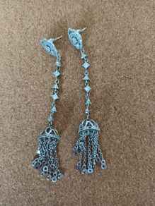 Long drop tassel earrings
