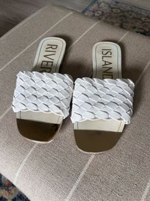 River Island White Woven Sandals Size 6
