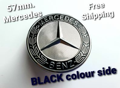 Mercedes - Benz 57mm BLACK side Flat Bonnet Badge Emblem A2048170616