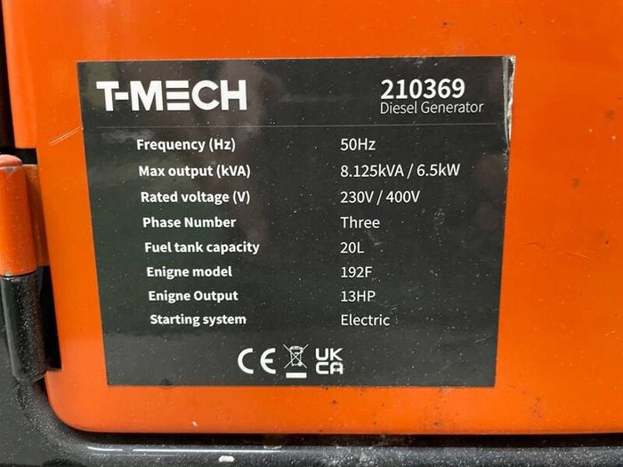 T mech portable 6.5kw Diesel Generator