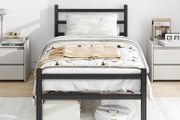 3ft Single Bed Frame with Headboard,Heavy Duty Metal Platform