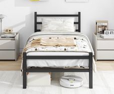 3ft Single Bed Frame with Headboard,Heavy Duty Metal Platform