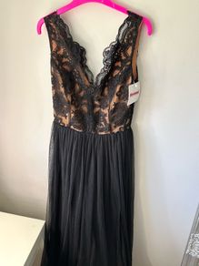 Black tulle lace maxi dress