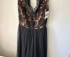 Black tulle lace maxi dress