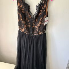 Black tulle lace maxi dress