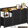 Black Chest of Drawers Bedroom, 8 Large Fabric Drawers, 110x30x88 Image 9