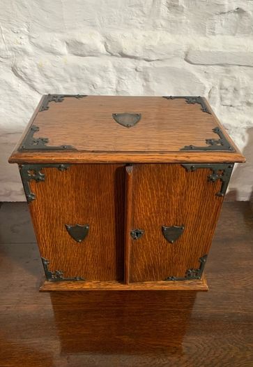 Edwardian Oak Smokers Cabinet.